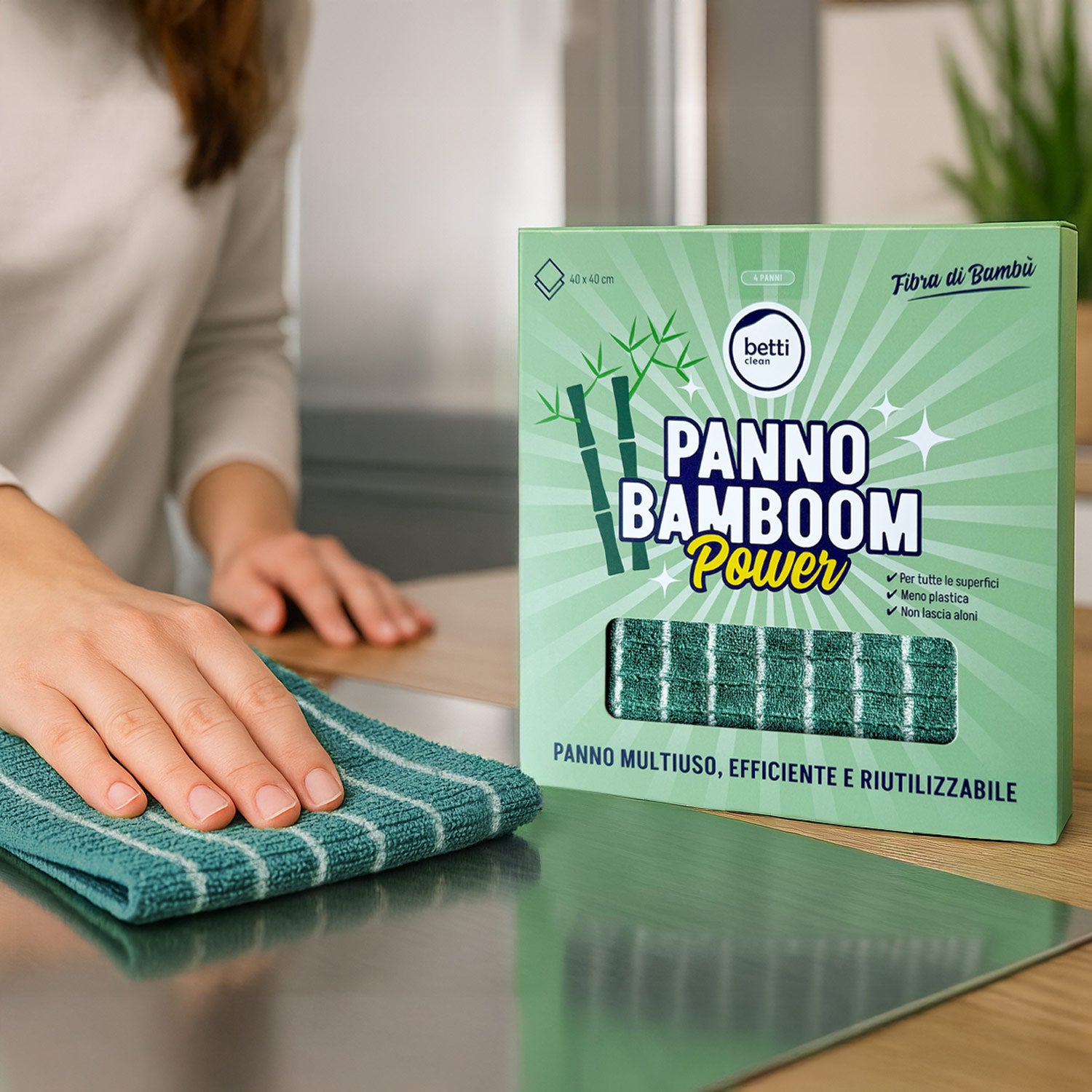 KIT PANNO BAMBOOM Power: 4 panni in fibra di Bambù
