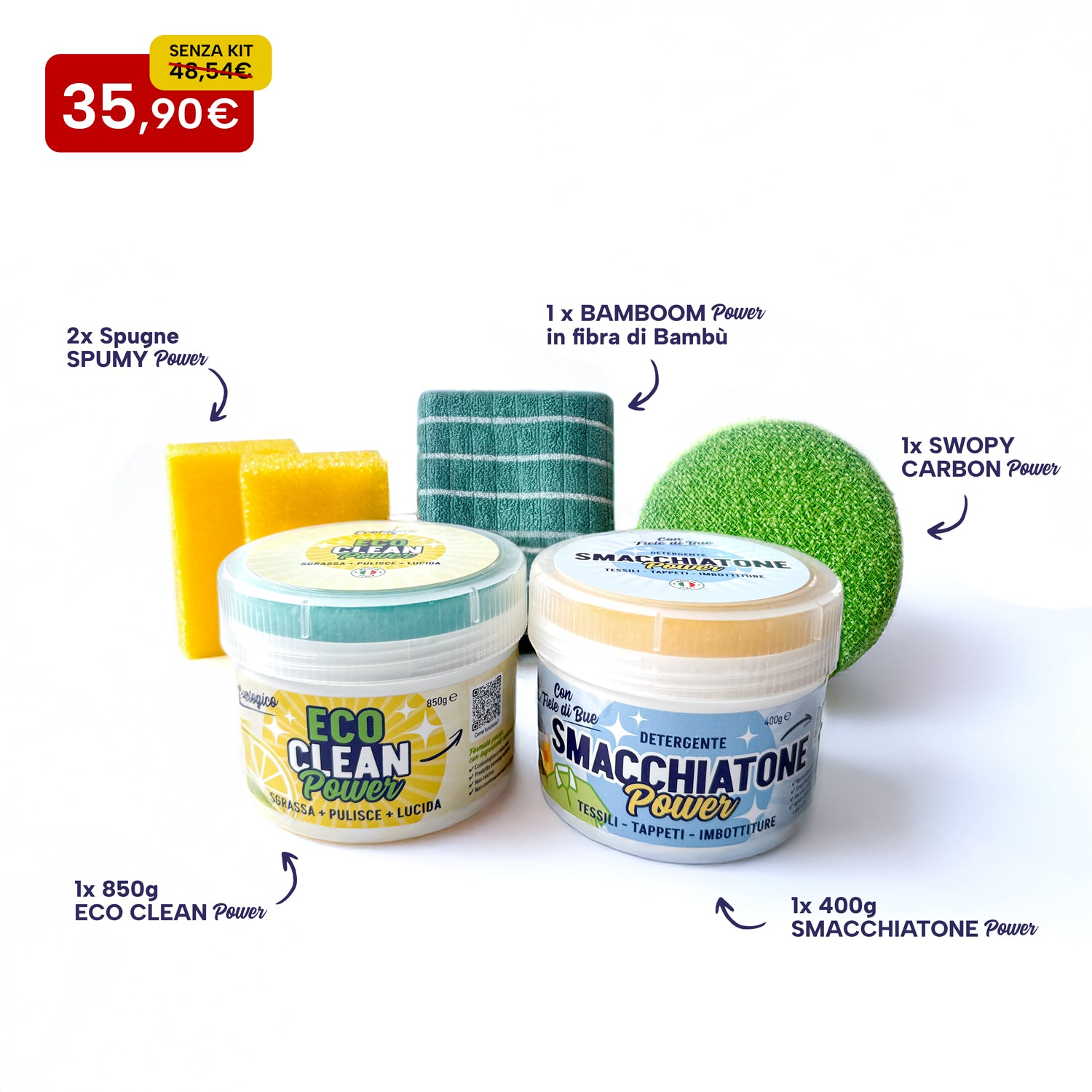 KIT risparmio Family XXL: ECO CLEAN Power 850g + SMACCHIATONE Power 400g