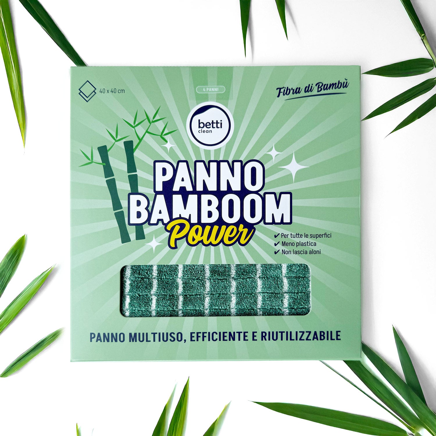 KIT PANNO BAMBOOM Power: 4 panni in fibra di Bambù