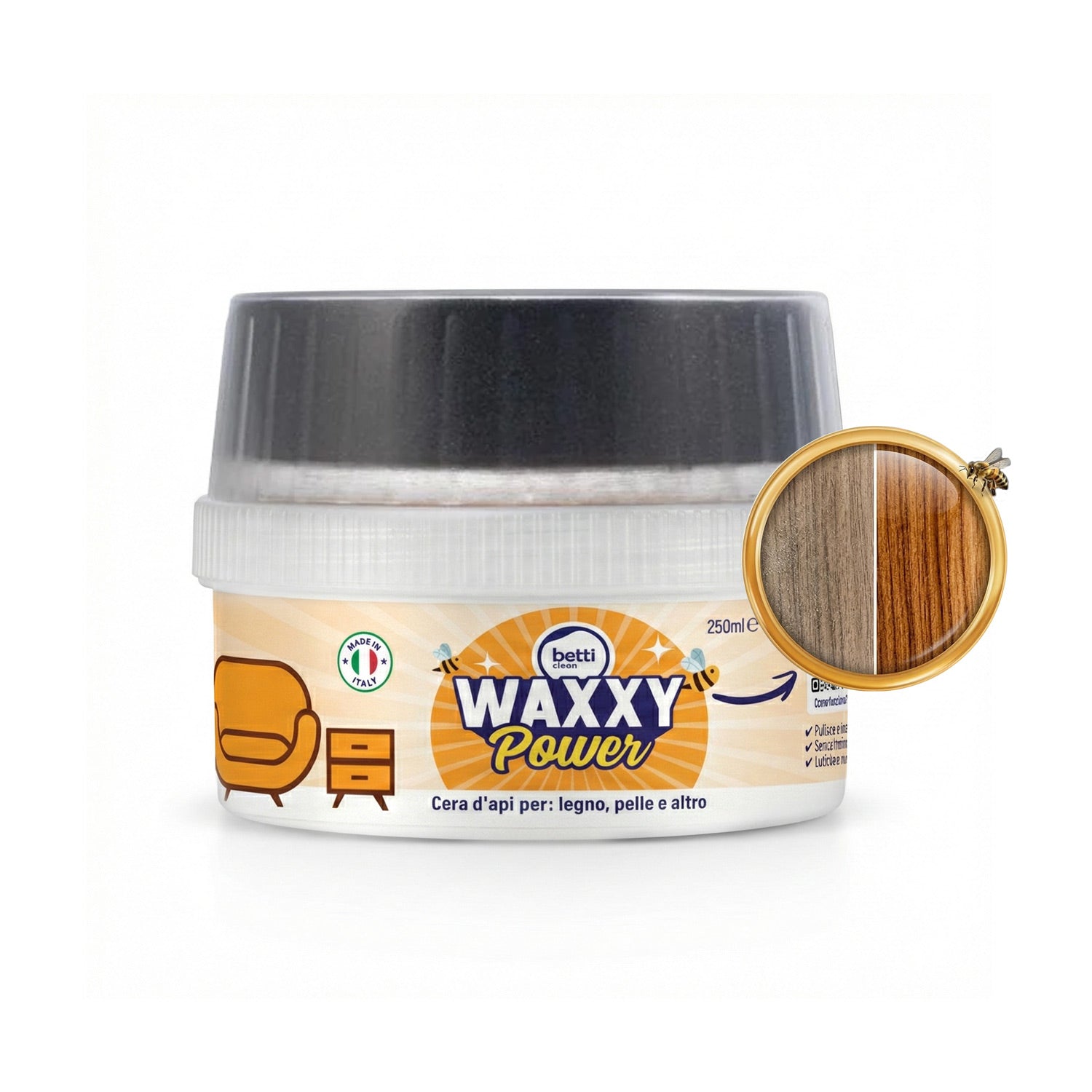 WAXXY Power - cera d’api ridona splendore a legno e pelle